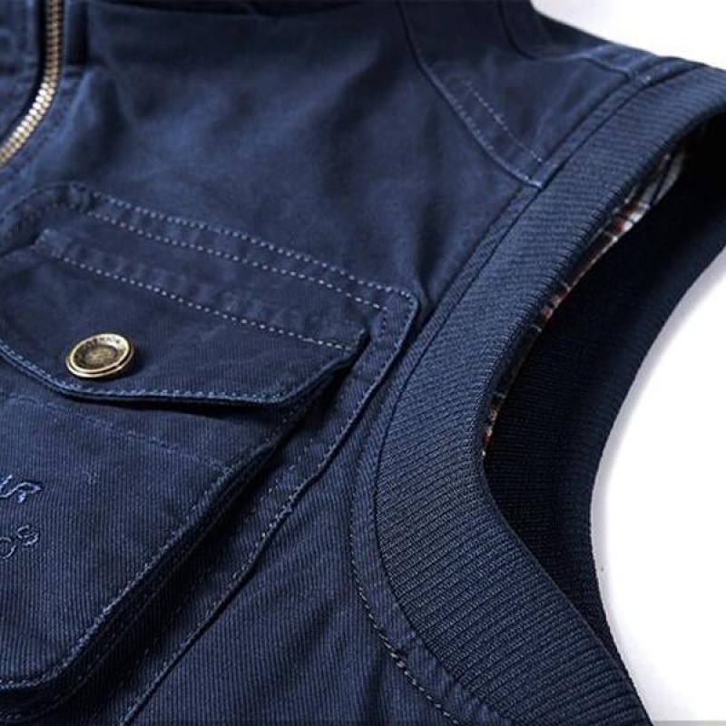 Mens Multi Pocket Stand Collar Vest 08652782X