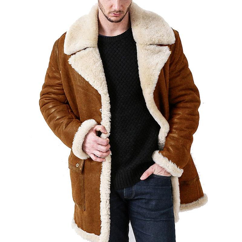 Mens Fleece Lapel Single Breasted Coat 40650439X