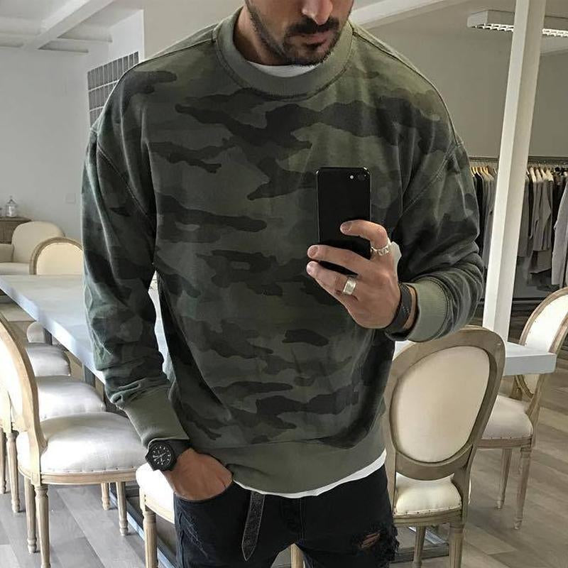 Mens Camouflage Crew Neck Sweatshirt 38660720X