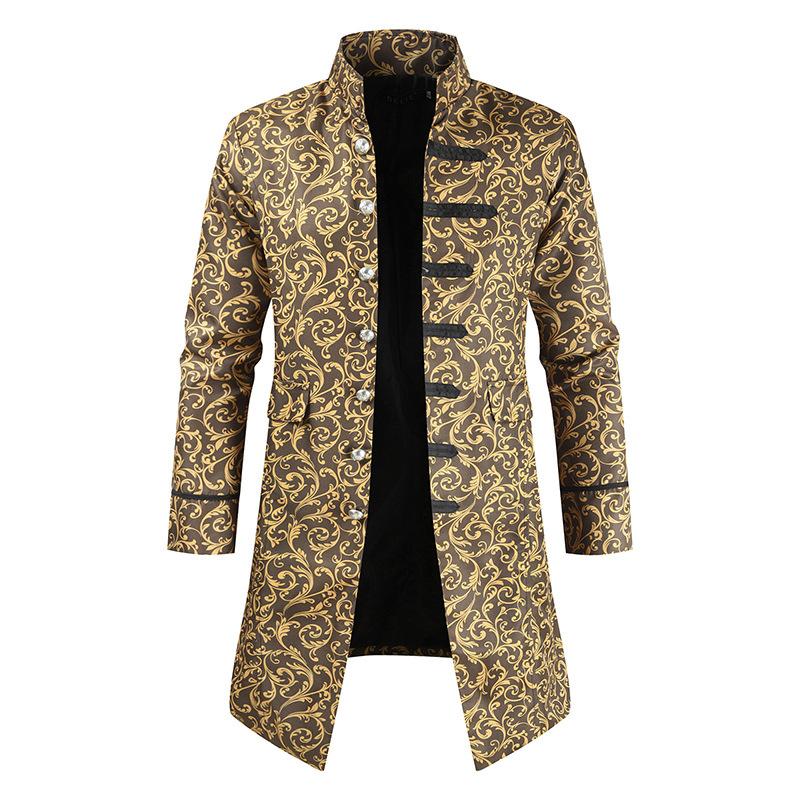 Mens Vintage Long Stand Collar Single Breasted Trench Coat 91504899M