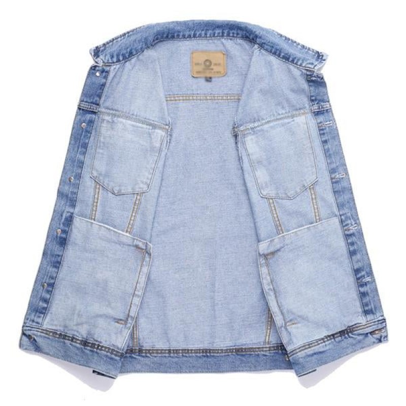 Mens Retro Lapel Denim Vest 41696369X