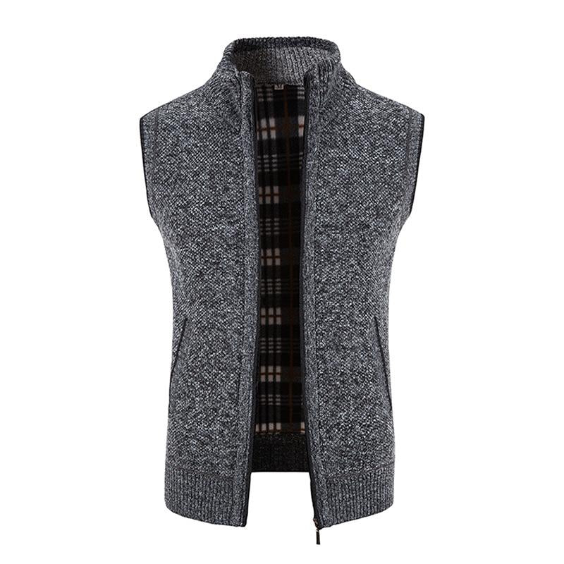 Mens Casual Stand Collar Zipper Knitted Vest 07947834M