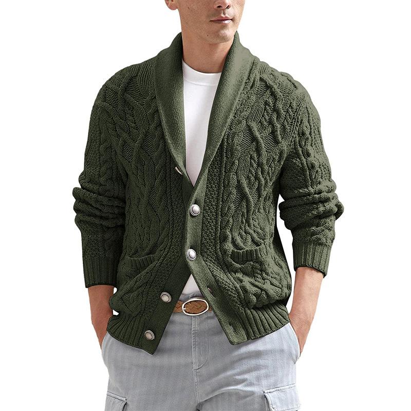 Mens Casual Lapel Slim Fit Long Sleeve Knit Cardigan 79209846M