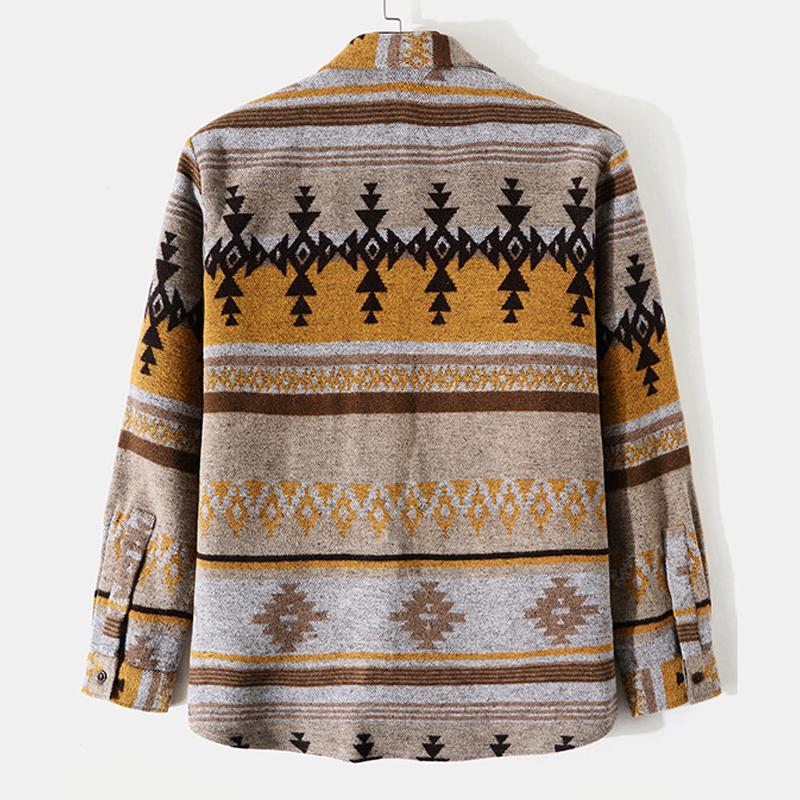 Mens Lapel Long Sleeve Printed Jacket 84041334X