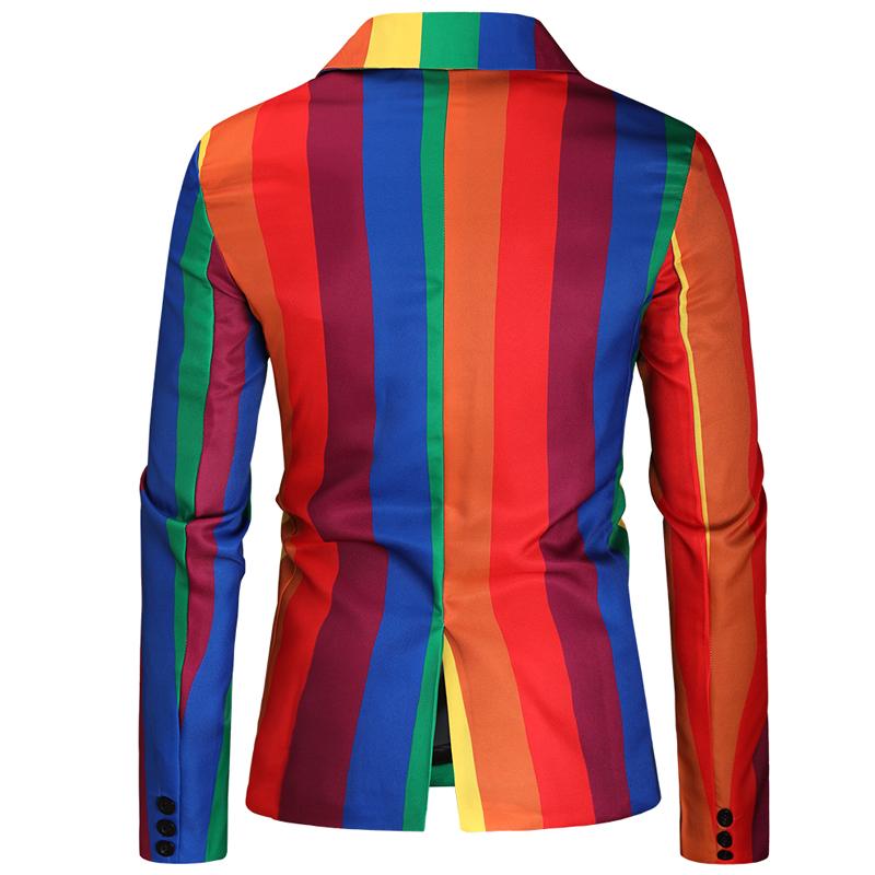 Mens Vintage Rainbow Print Lapel Long Sleeve Blazer 01685115Y