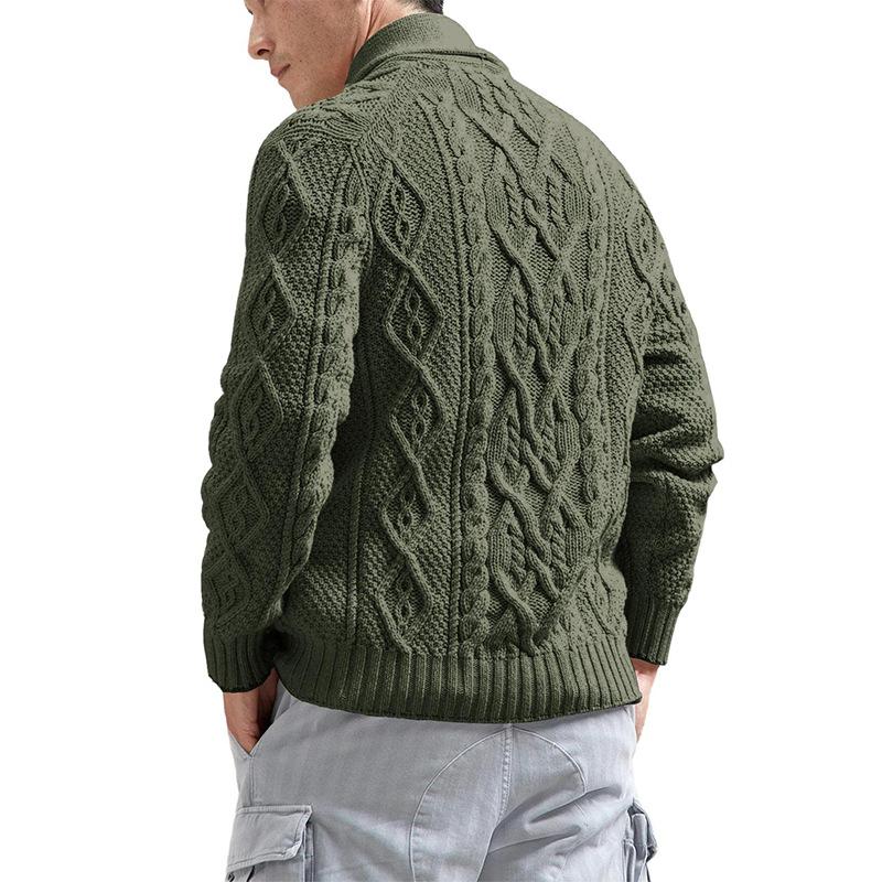 Mens Casual Lapel Slim Fit Long Sleeve Knit Cardigan 79209846M