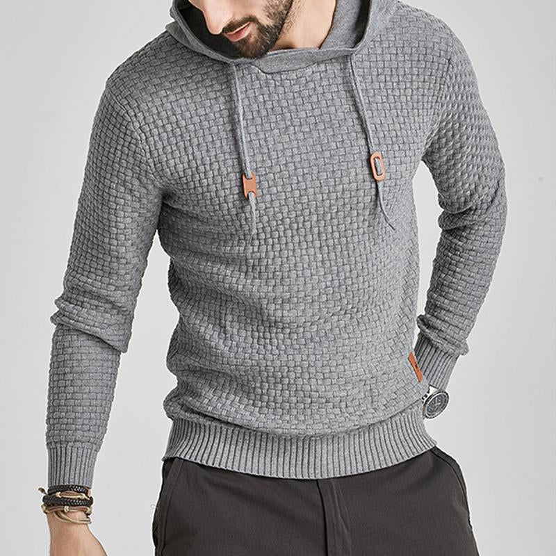 Mens Casual Solid Color Knitted Long Sleeve Hoodie 85263275M
