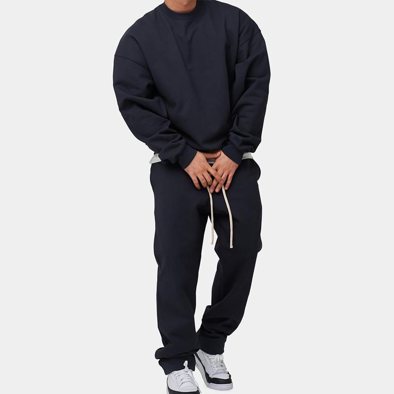 Mens Solid Loose Sweatshirt Set 33123705Z