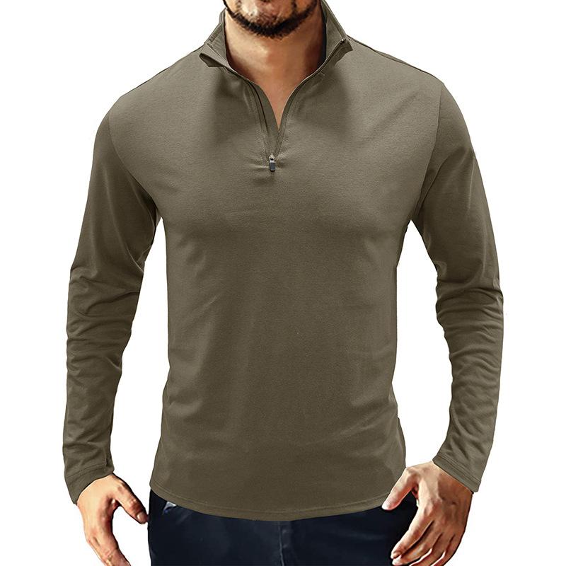 Mens Casual Stand Collar Zipper T Shirt 99017892M