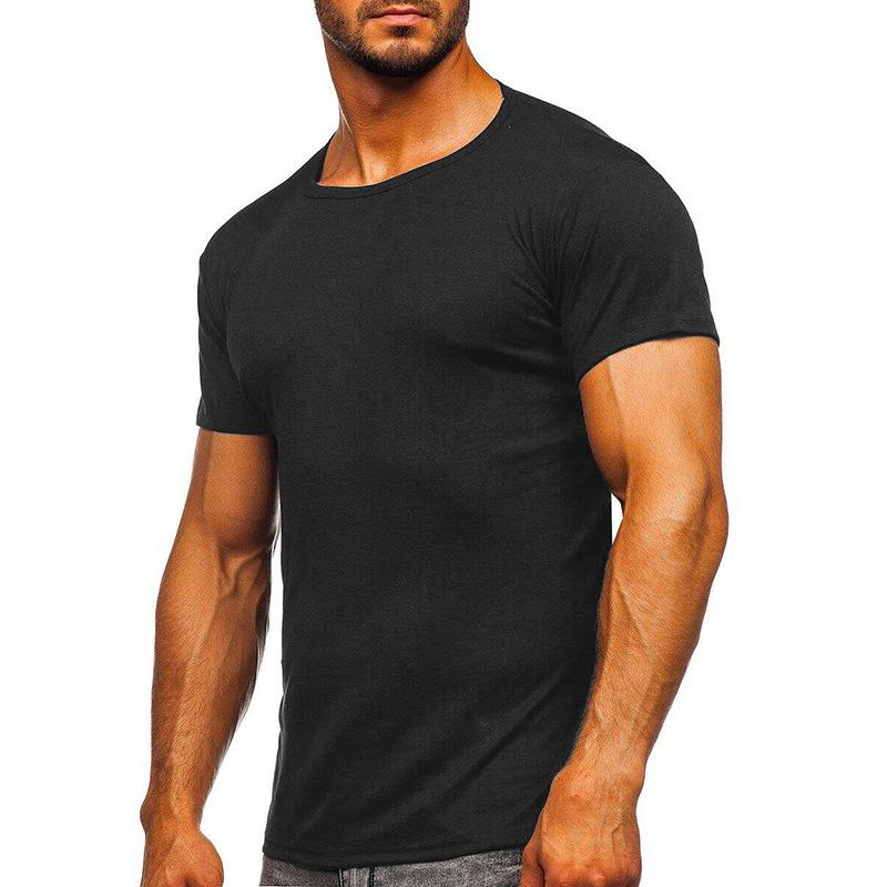 Mens Simple Solid Color Round Neck Short Sleeve T-Shirt 87937934Y