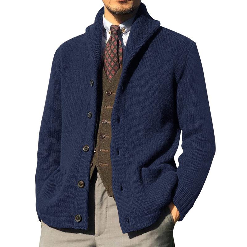 Mens Solid Color Button Knit Jacket 39990512X