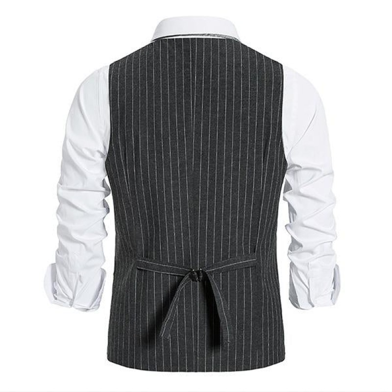 Mens Single-breasted Striped Suit Vest 57502558M