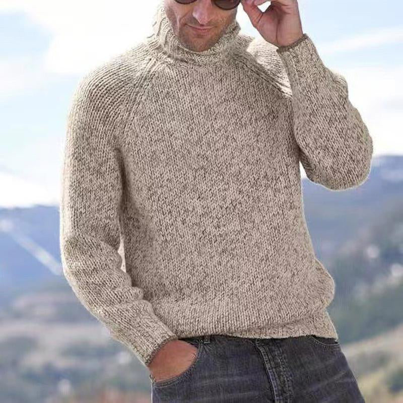 Mens Turtleneck Pullover Solid Color Sweater 10272892X