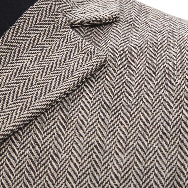 Mens Vintage Lapel Herringbone Single Breasted Vest 05741062M