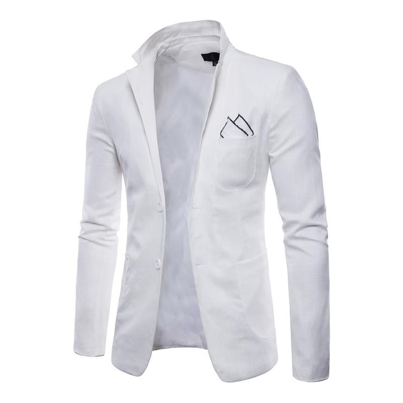Mens Solid Color Cotton Linen Lapel Thin Blazer 28251847Y
