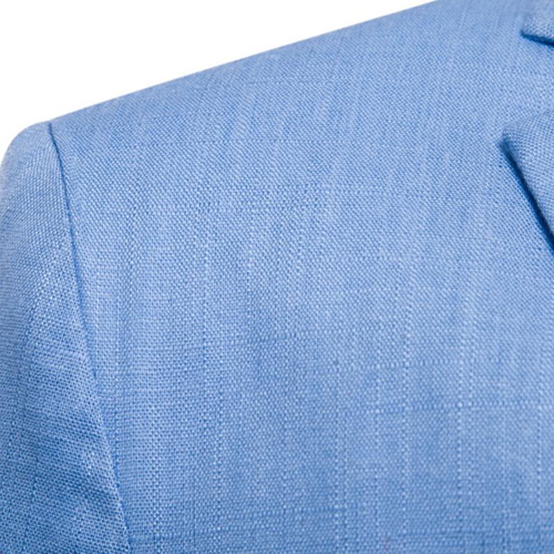 Mens Solid Color Cotton Linen Lapel Thin Blazer 28251847Y