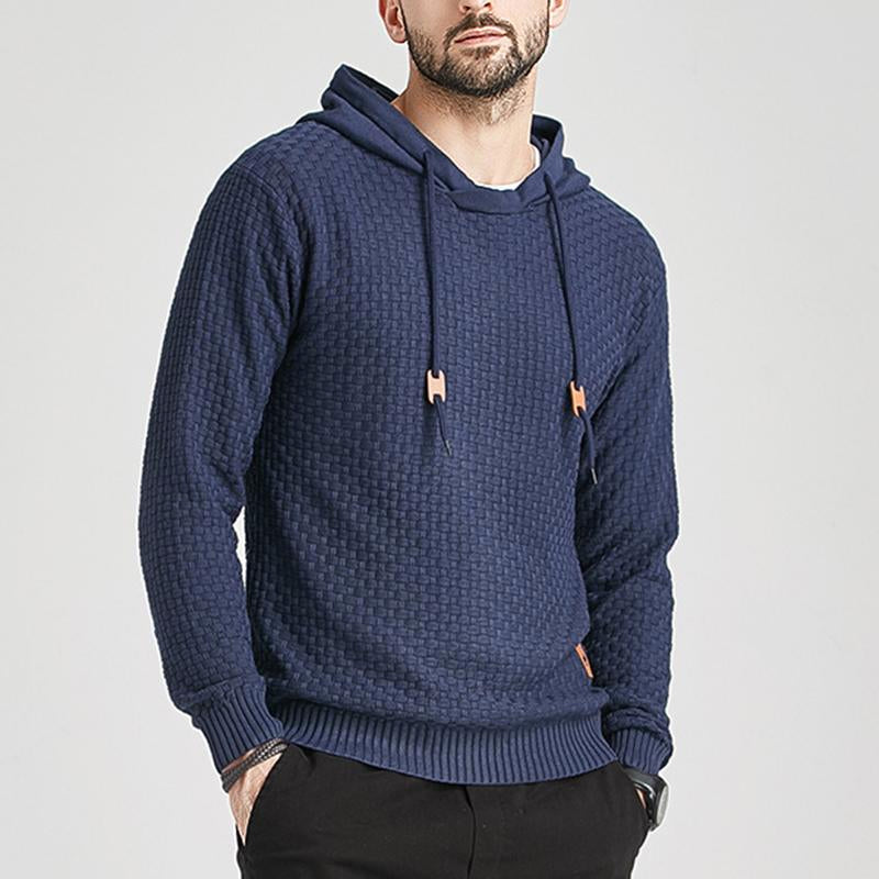 Mens Casual Solid Color Knitted Long Sleeve Hoodie 85263275M