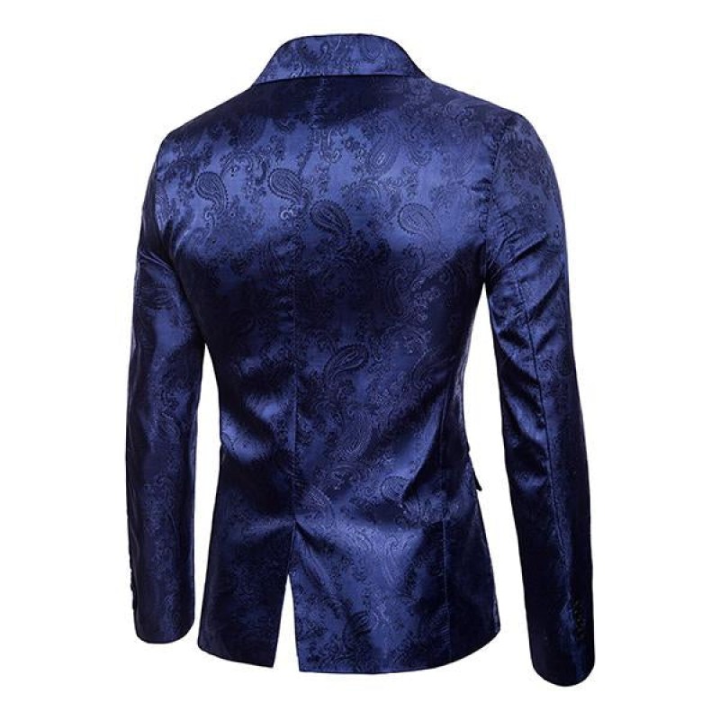 Mens Court Jacquard One Button Fitted Blazer 77902686M