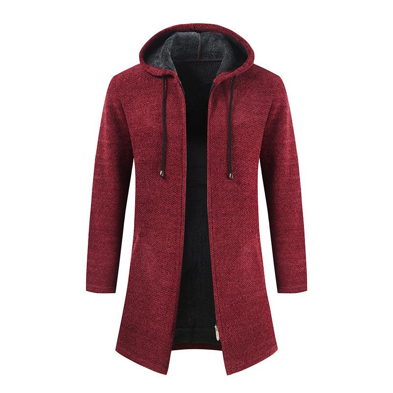 Mens Mid-length Hooded Knitted Cardigan Jacket 91084677X