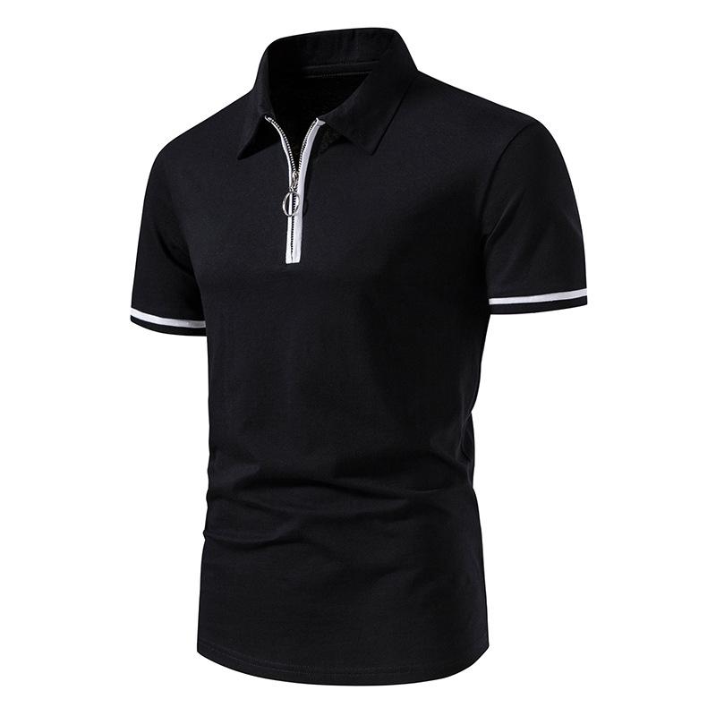 Mens White Stripe Trimmed Zipper Polo Shirt 50515028Z
