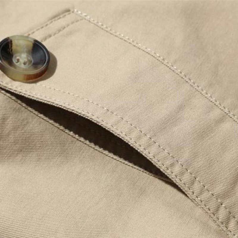 Mens Casual Washed Cotton Jacket Mid Length Trench Coat 33249858M