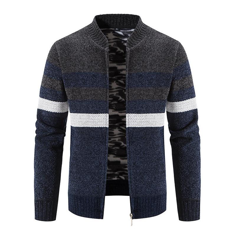 Mens Casual Contrast Stripe Knit Cardigan 29415659M