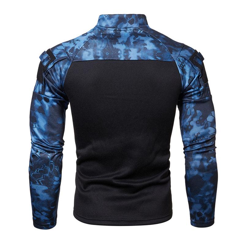 Mens Outdoor Camouflage Patchwork Long-sleeved Thin Sweatshirt 64474638M