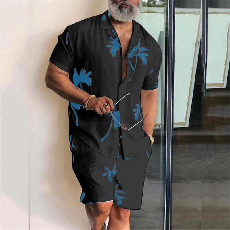 Mens Beach Loose Printed Two-Piece Set 80039685X