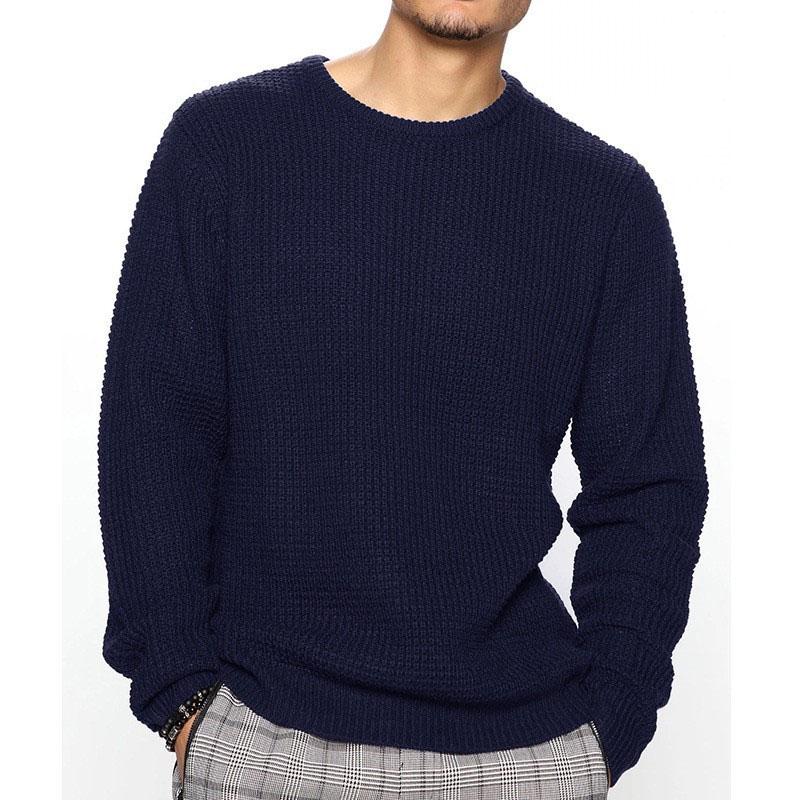 Mens Long Sleeve Round Neck Casual Loose Pullover Sweater 38472304M