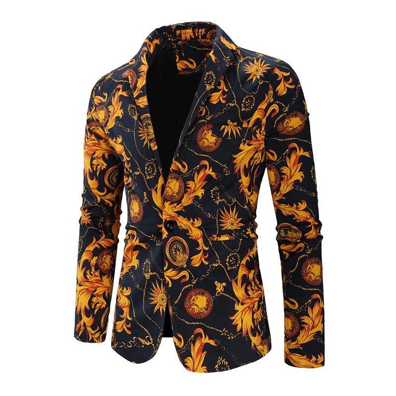 Mens Vintage Ethnic Print Lapel Blazer 81540555M