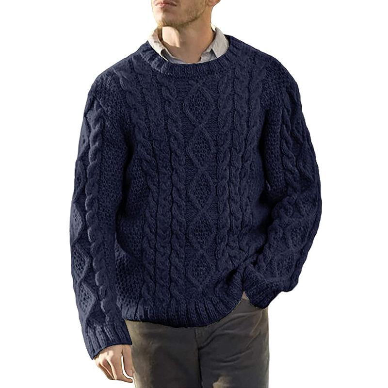 Mens Round Neck Long Sleeve Pullover Sweater 64925544M