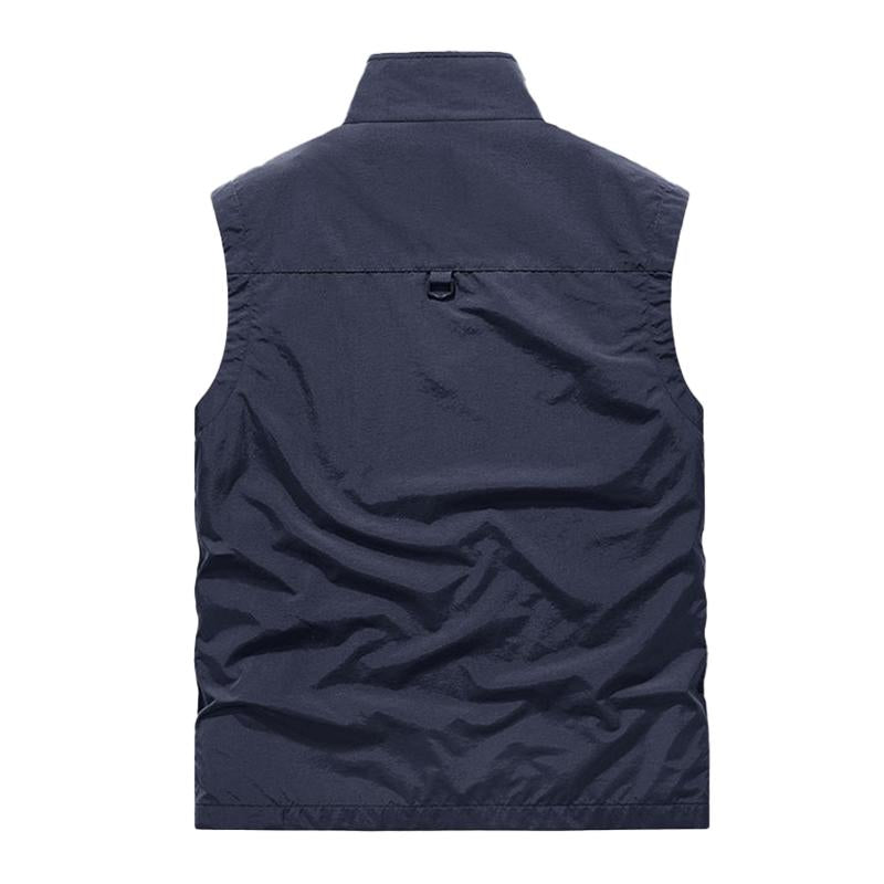 Mens Casual Stand-Up Collar Quick-Drying Multi-Pocket Outdoor Fishing Vest 76652771M
