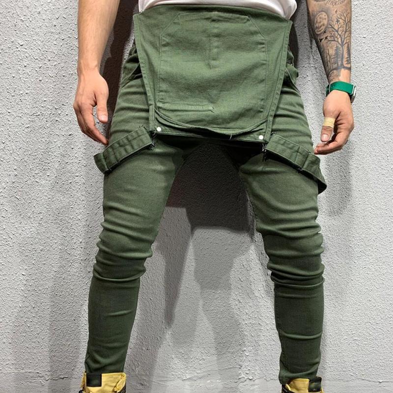 Mens Solid Color Denim Overalls 01703561X
