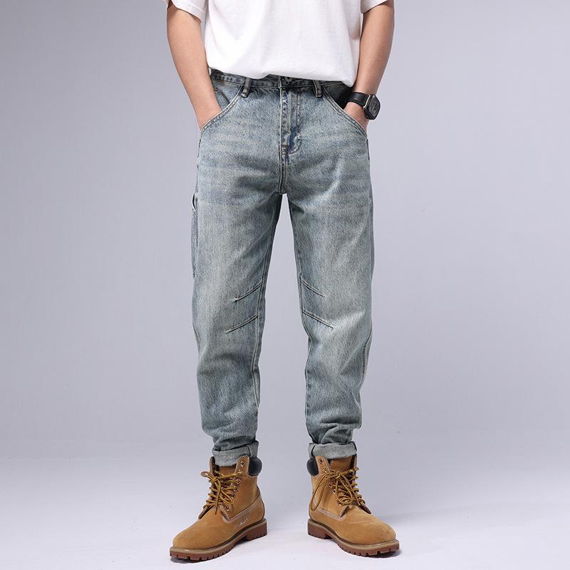 Mens Vintage Loose Cargo Denim Harem Pants 35307050M