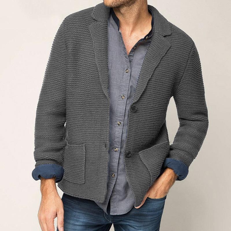 Mens Casual Lapel Long Sleeve Knit Cardigan 90618023M