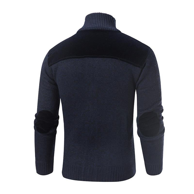 Mens Casual Stand Collar Contrast Color Zipper Knit Cardigan 66474448M
