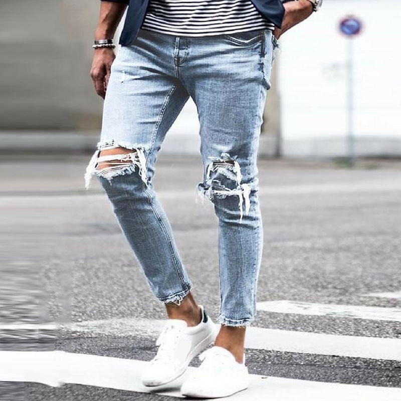 Mens Fashion Casual Ripped Jeans 32462649Y