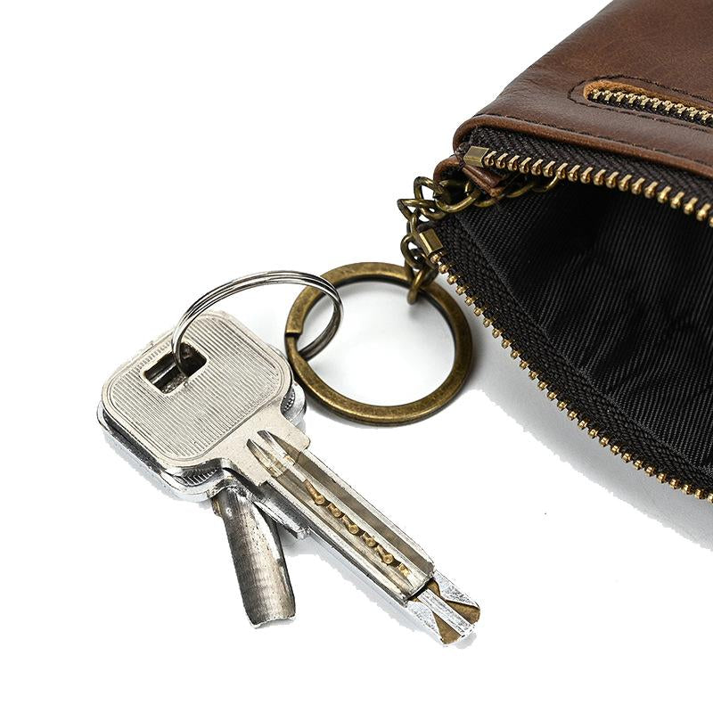 MenS Multi-Layer Zipper Cowhide Mini Case 08633412Y