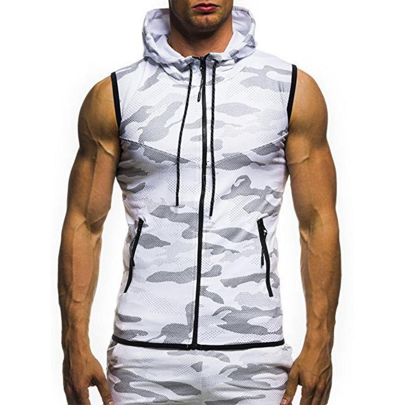 Mens Casual Camouflage Slim Hooded Tank Top 45288828M