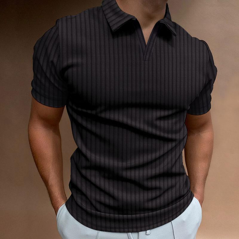 Mens Casual Striped Polo Collar Short-Sleeved T-Shirt 20612806Y