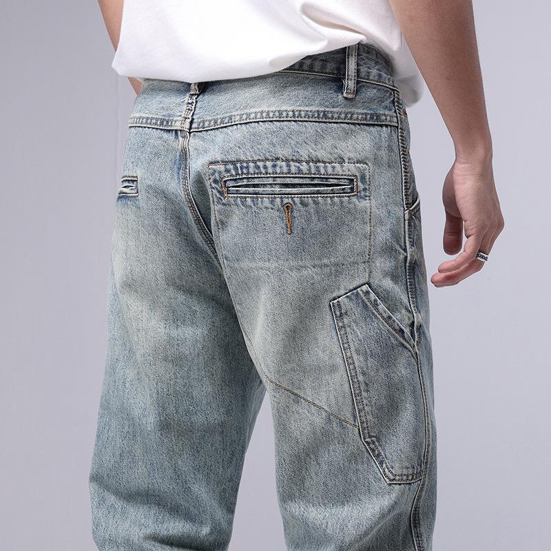 Mens Vintage Loose Cargo Denim Harem Pants 35307050M