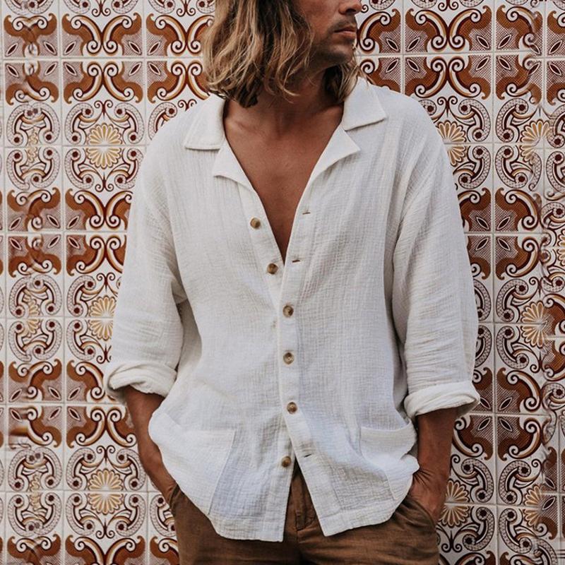 Mens Loose Vintage Button Shirt 07757161X