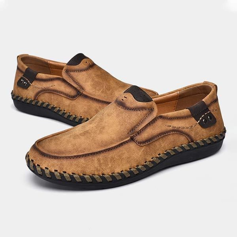 MENS RETRO SLIP-ON LEATHER SHOES 09572323