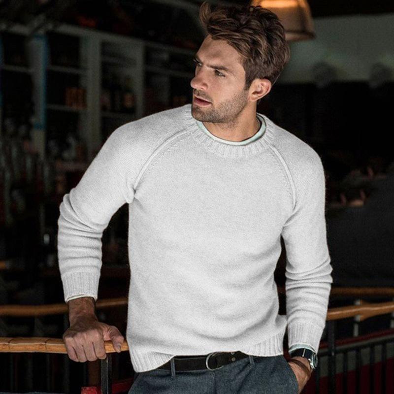 Mens Solid Color Crew Neck Knit Pullover Sweater 85798282X