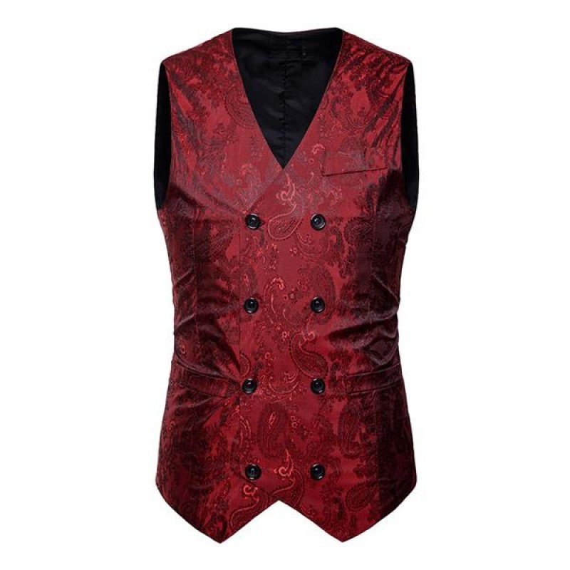Mens Formal Cashew Flower Print Vest 71042054X