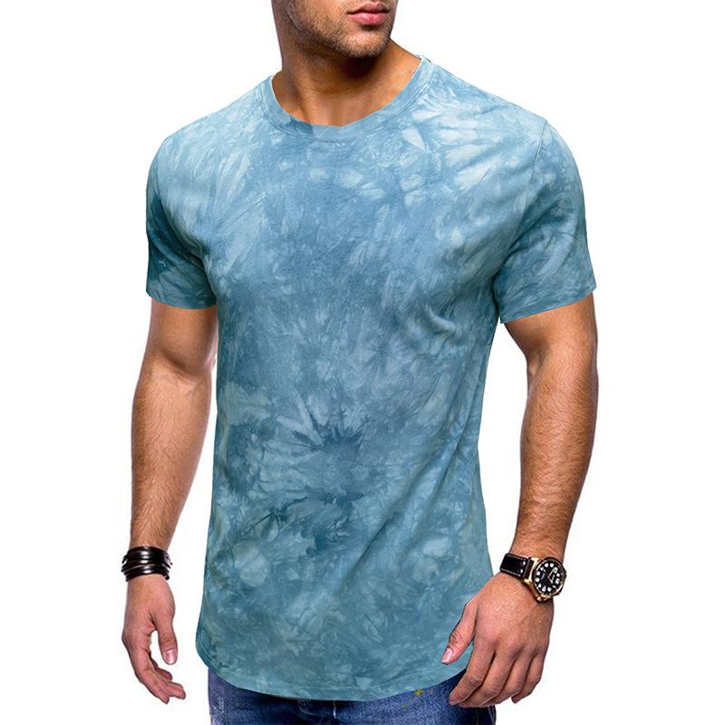 Mens Casual Tie Dye Round Neck Short Sleeved T-shirt 40970629M