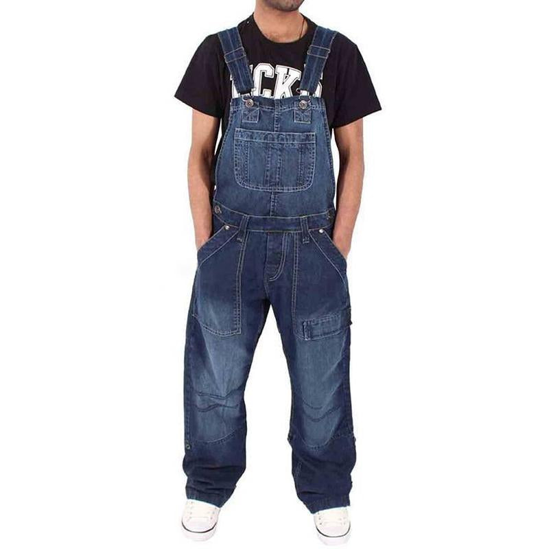 Mens Loose Denim Multi-Pocket Cargo Overalls 50540101Y