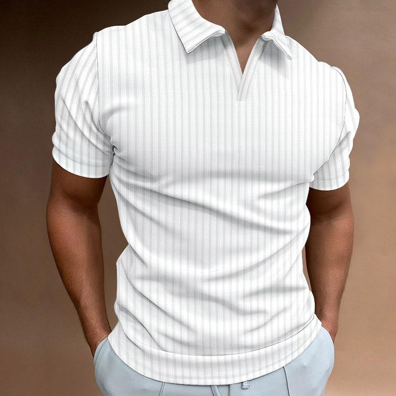 Mens Casual Striped Polo Collar Short-Sleeved T-Shirt 20612806Y