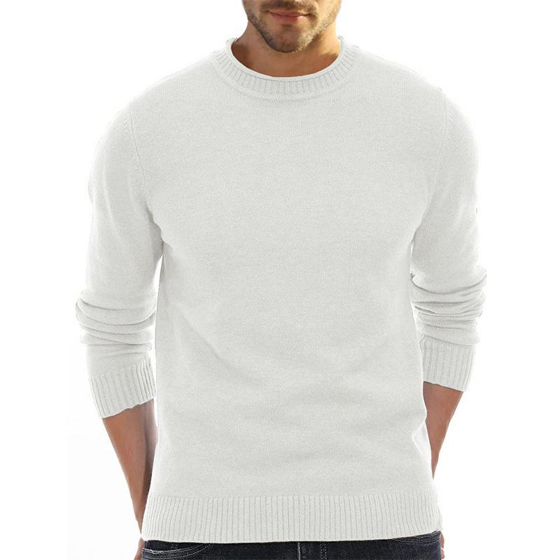 Mens Solid Round Neck Casual Sweater 27207117Z
