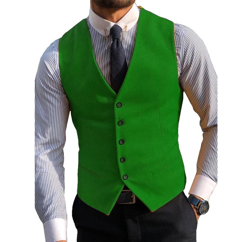 Mens Casual V-neck Single-breasted Suit Vest 13358039M